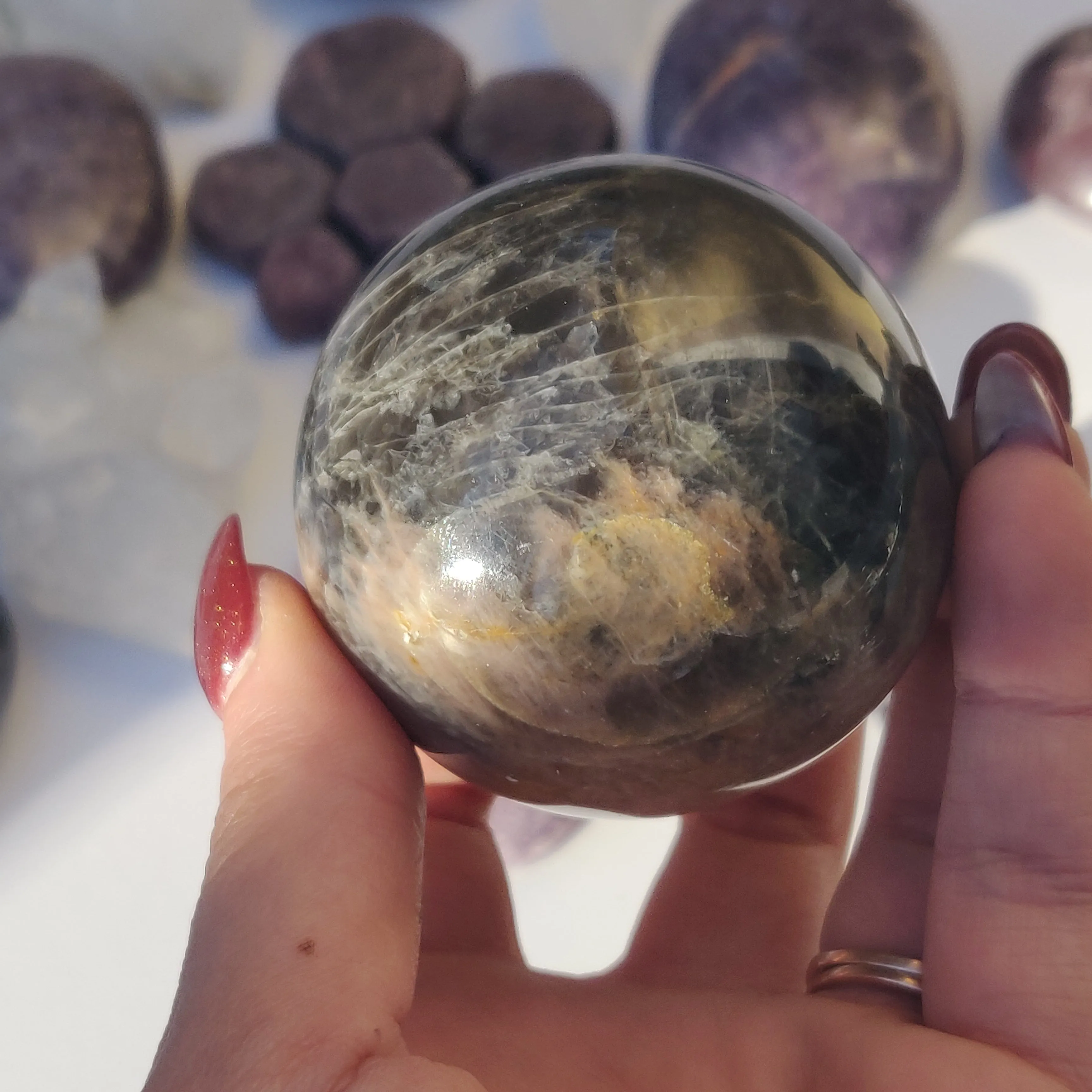 Black Moonstone Sphere (#6)