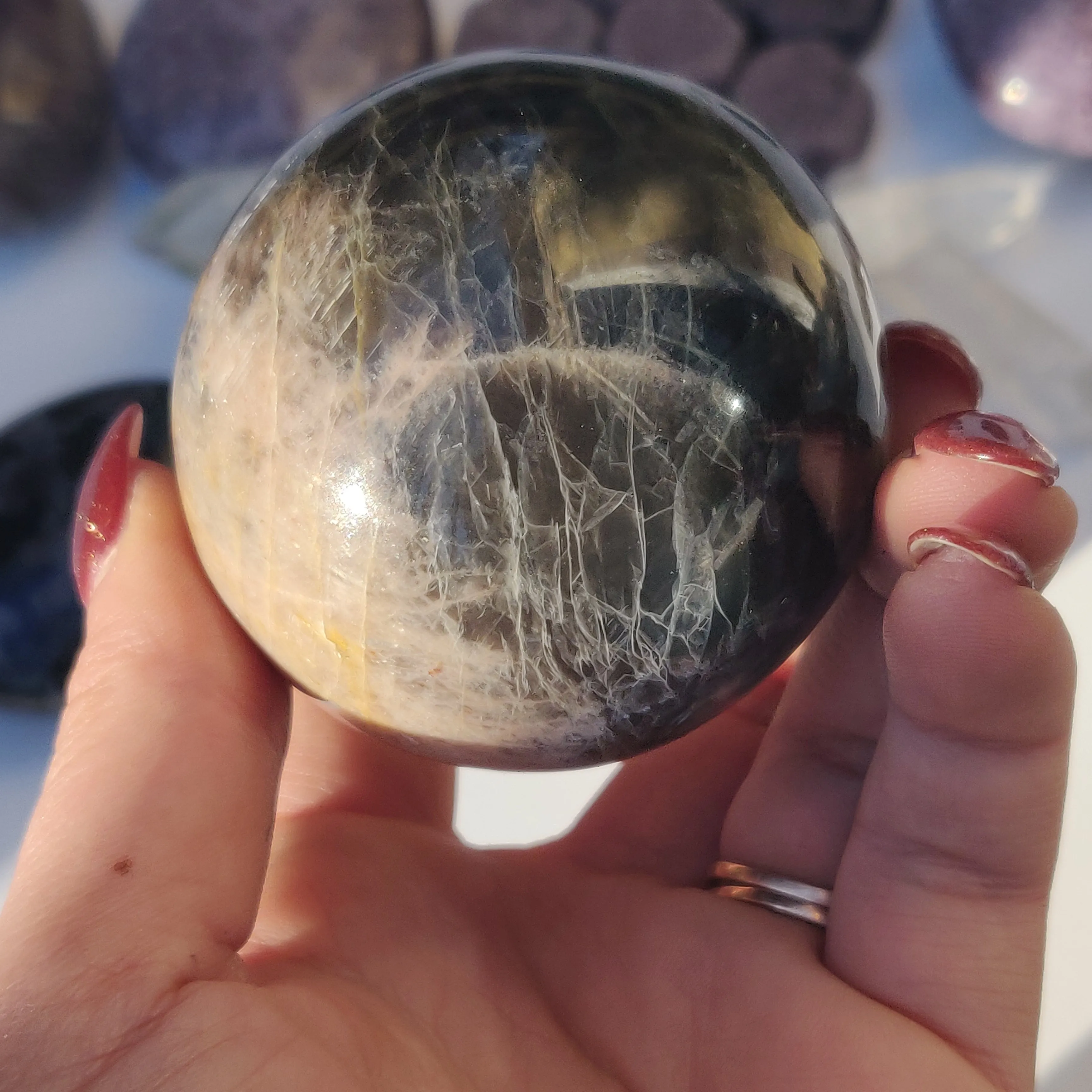 Black Moonstone Sphere (#6)