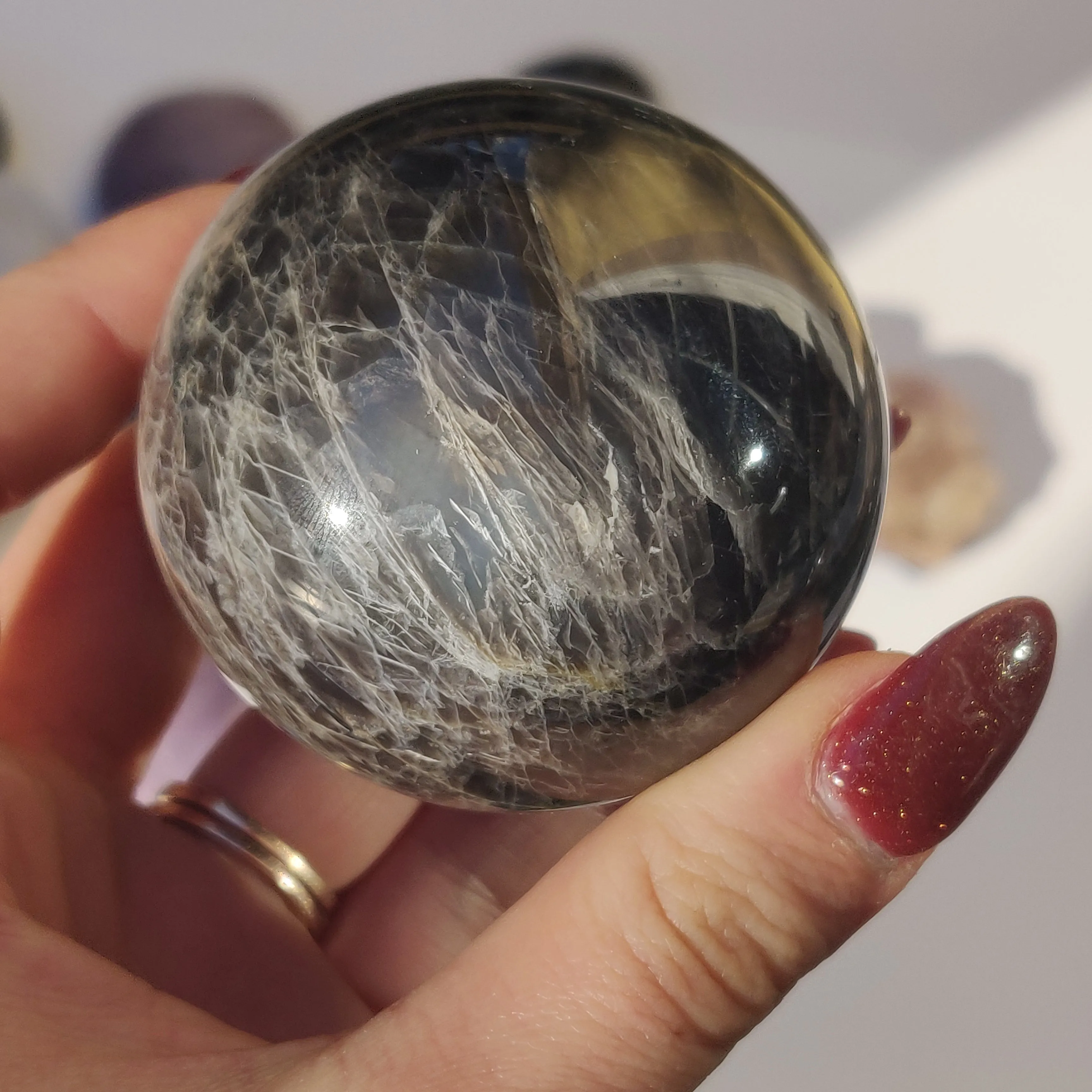 Black Moonstone Sphere (#6)