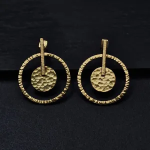 Boho Style Hammered Brass Butterfly Backing Earrings