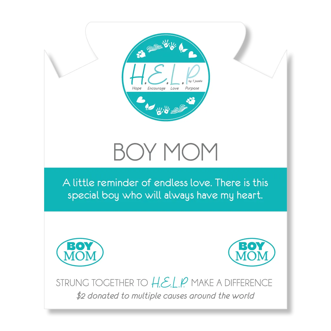 Boy Mom Charm with Blue and White Jade Charity Bracelet