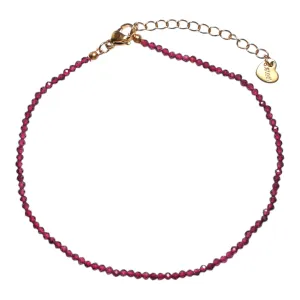 Bracelet/chaine de cheville Grenat perle facetté 2-3 mm avec fermoir acier inoxydable (référence 5)