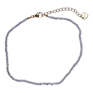 Bracelet/chaine de cheville labradorite perle facetté 2-3 mm avec fermoir acier inoxydable (référence 7)