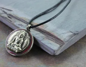 Brass Buddha Tibetan Coral Pendant