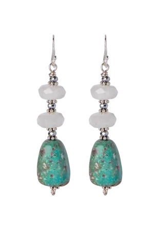 Breathe Deep Moonstone & Turquoise Drop Earrings