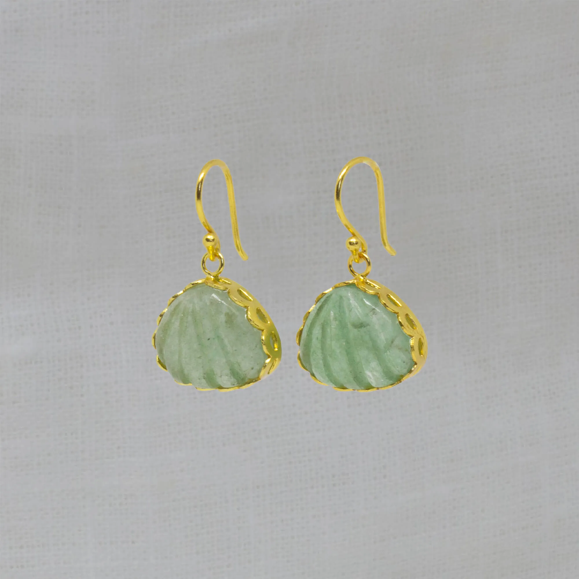 Carved Gemstone Triangle Drop Earrings