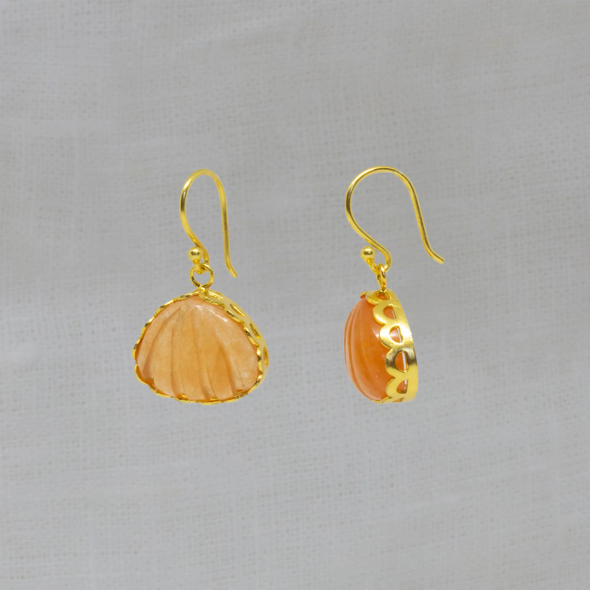 Carved Gemstone Triangle Drop Earrings