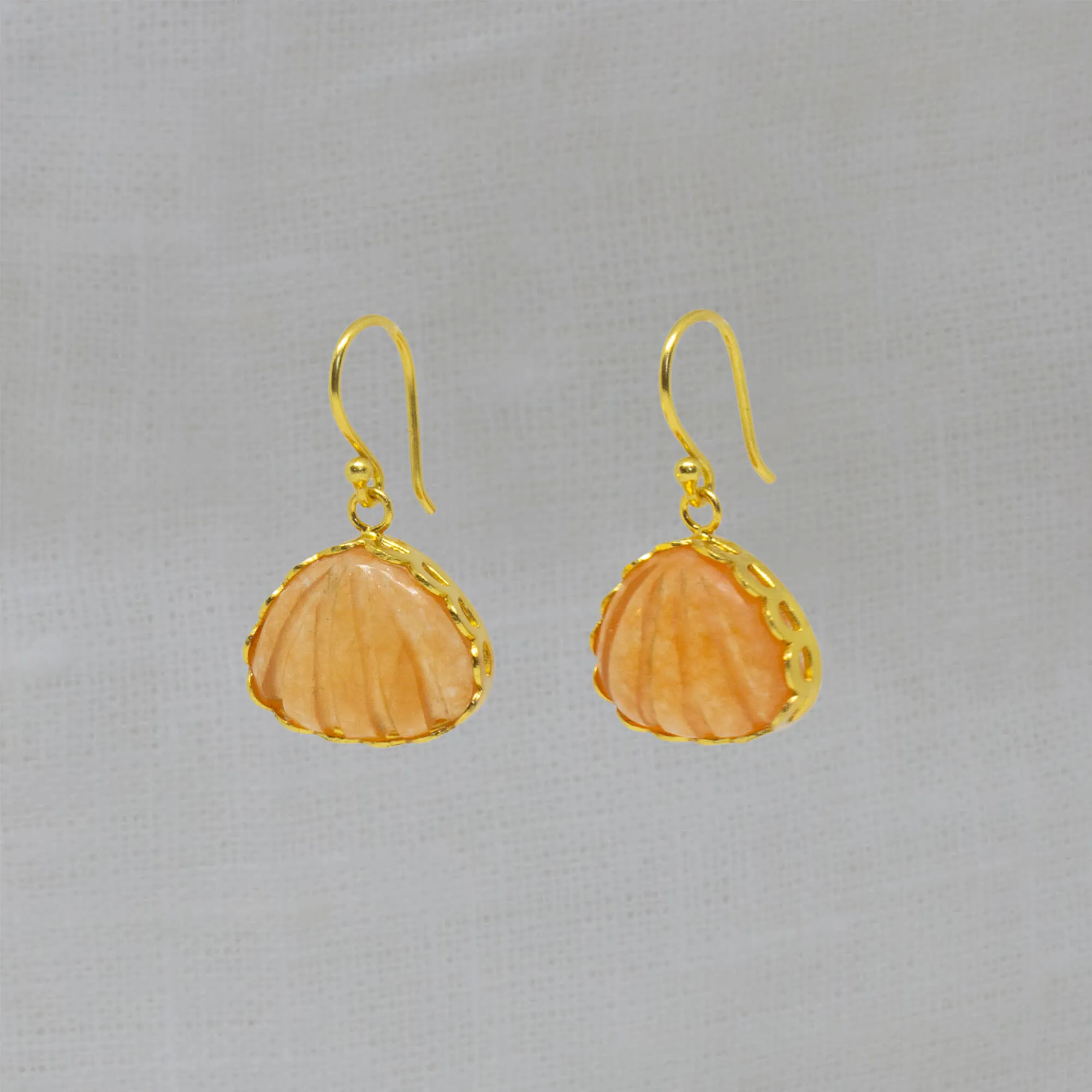 Carved Gemstone Triangle Drop Earrings