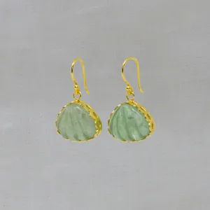 Carved Gemstone Triangle Drop Earrings