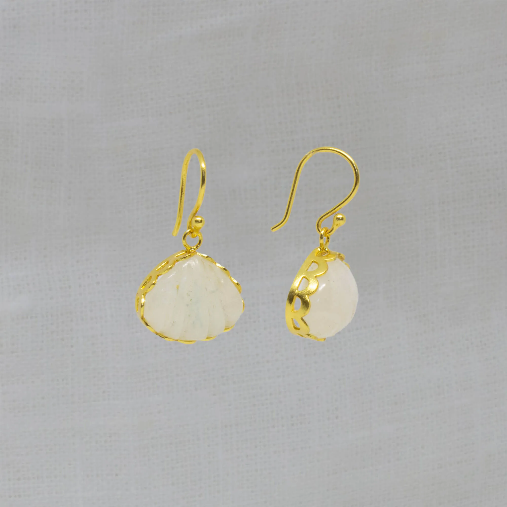 Carved Gemstone Triangle Drop Earrings