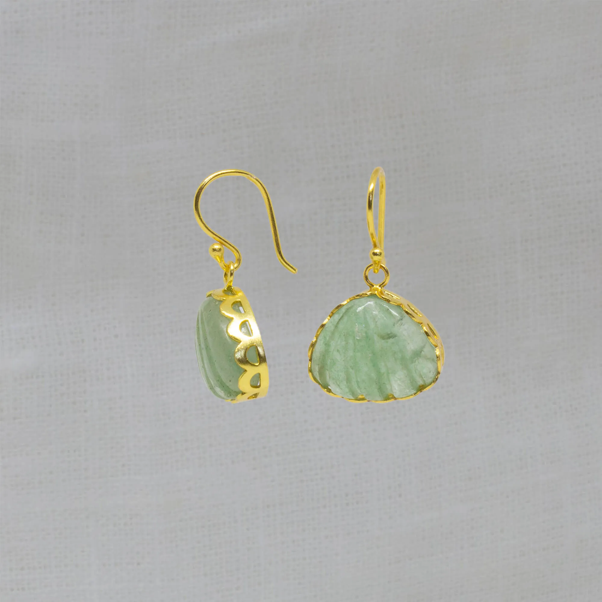 Carved Gemstone Triangle Drop Earrings