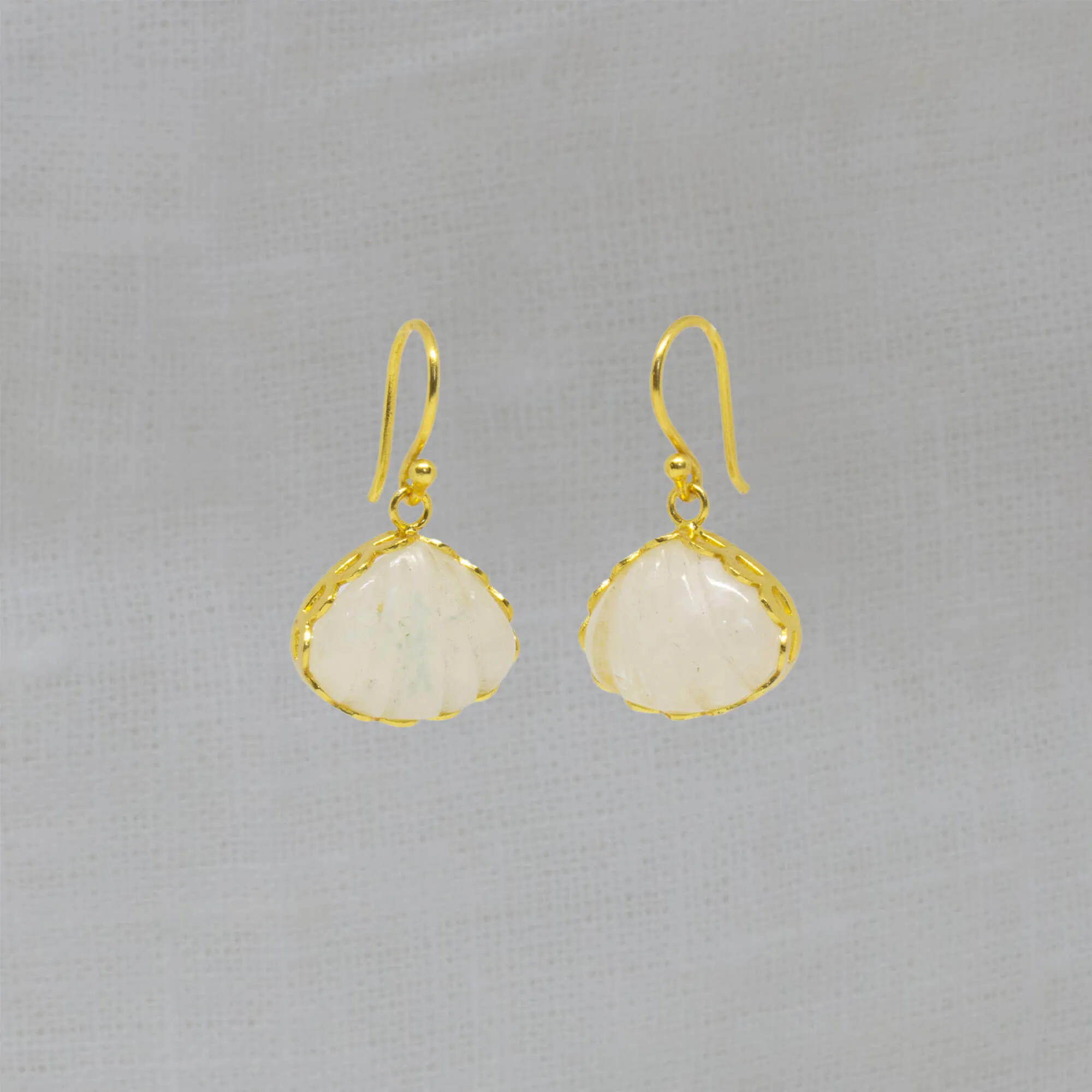Carved Gemstone Triangle Drop Earrings