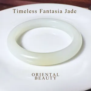 Certified one bite candy white Hetian jade nephrite jade bracelet bangle - inner diameter 53mm