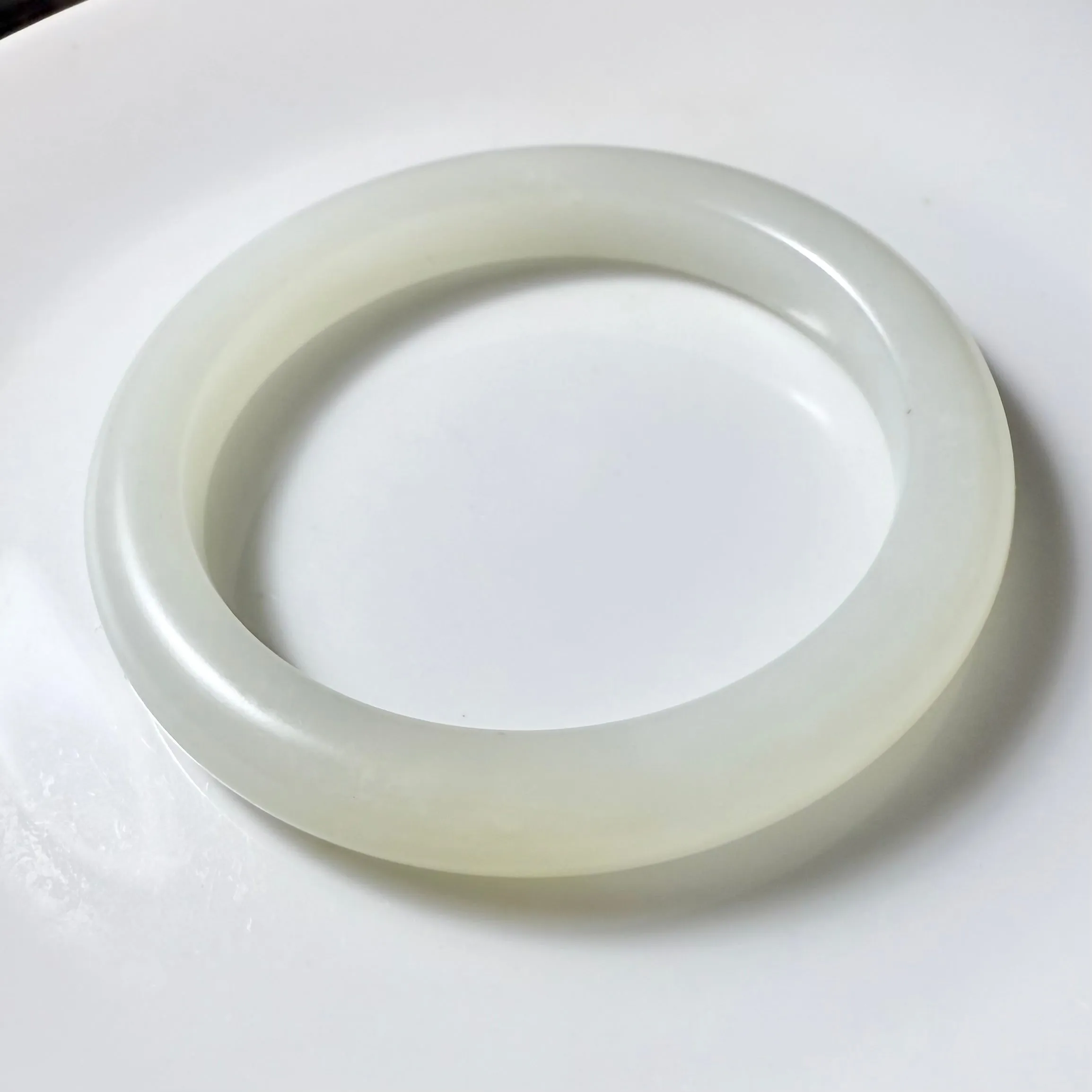 Certified one bite candy white Hetian jade nephrite jade bracelet bangle - inner diameter 53mm