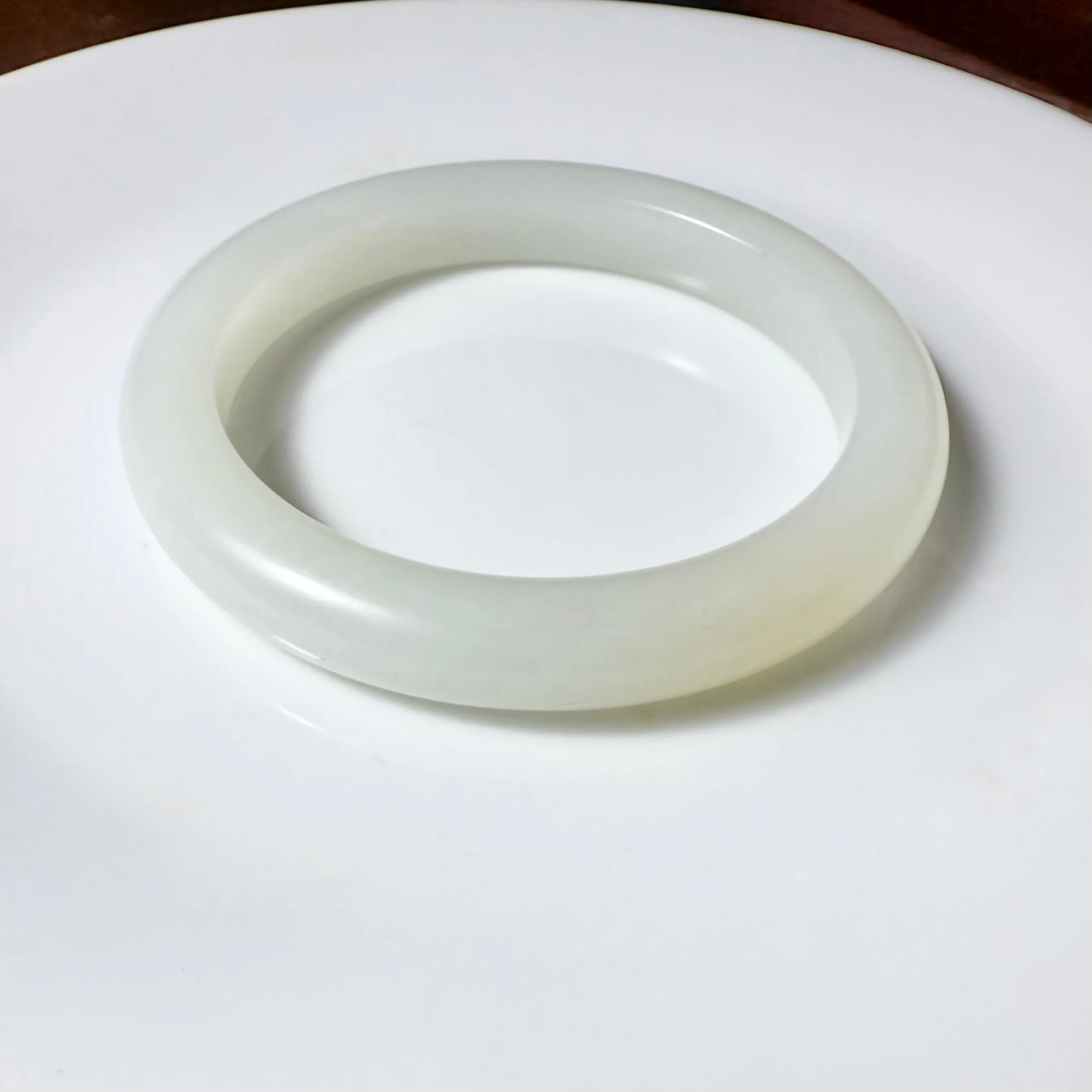 Certified one bite candy white Hetian jade nephrite jade bracelet bangle - inner diameter 53mm