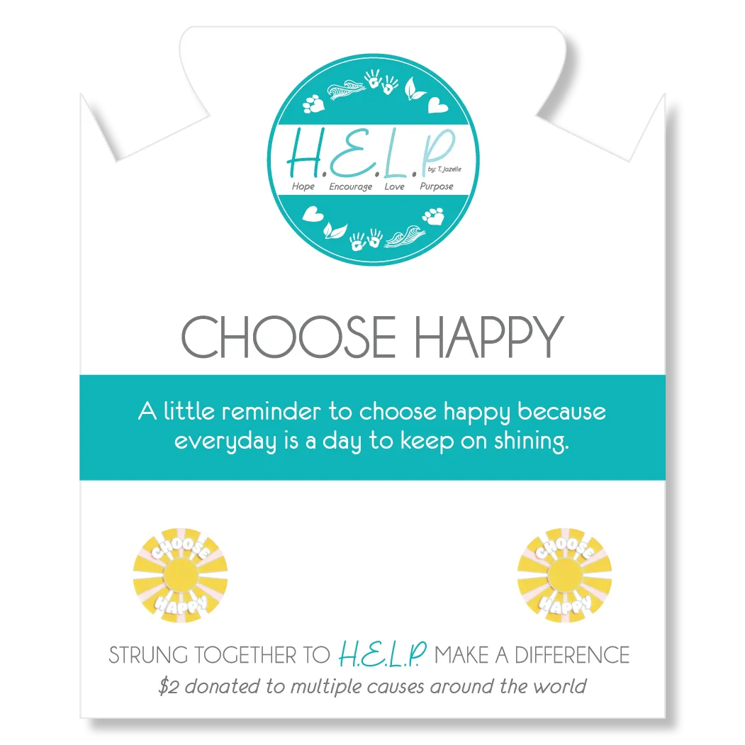 Choose Happy Charm with Blue Zebra Jade Charity Bracelet