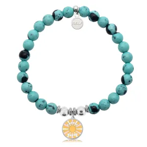 Choose Happy Charm with Blue Zebra Jade Charity Bracelet
