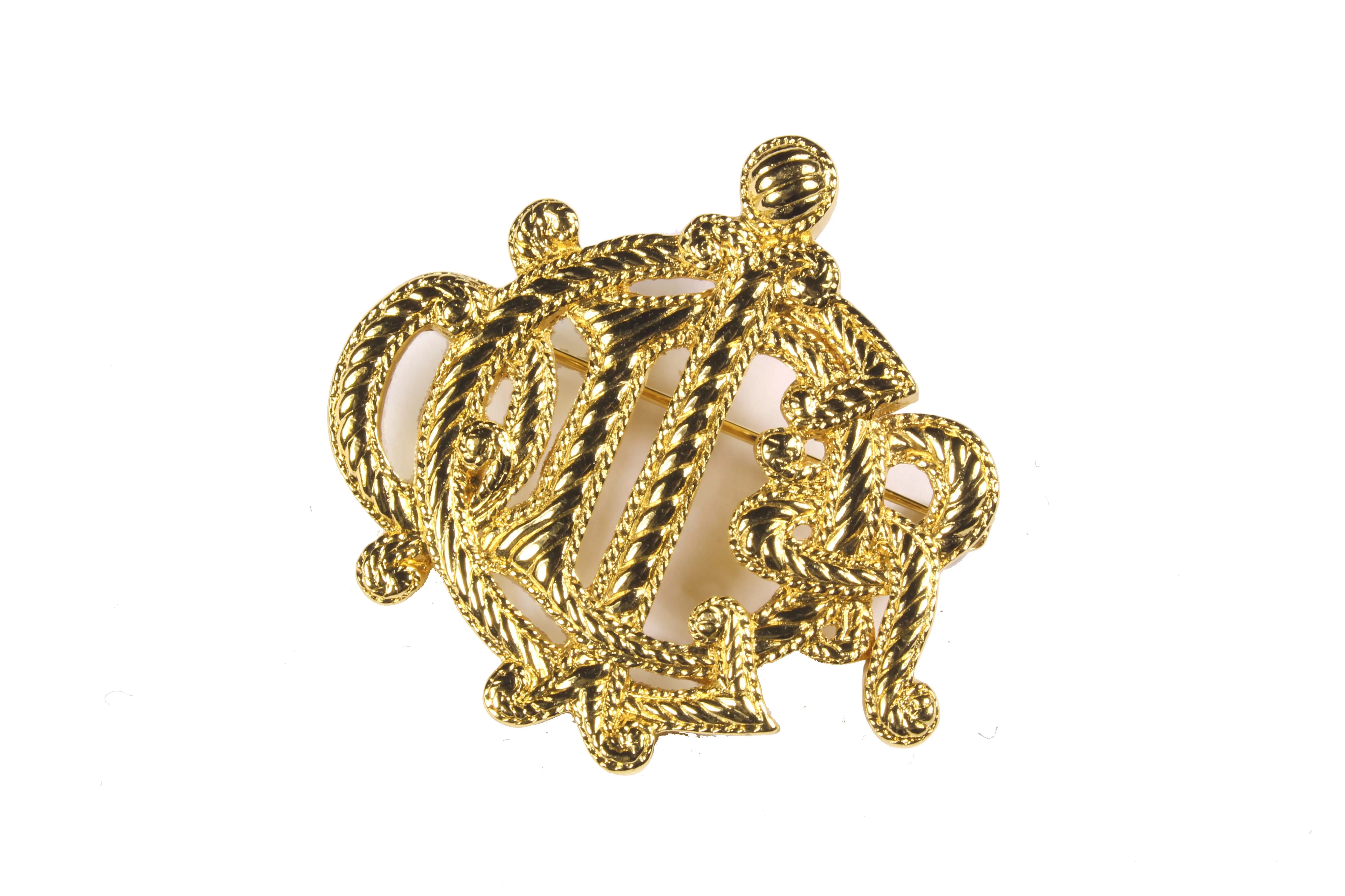 CHRISTIAN DIOR Logo rope brooch