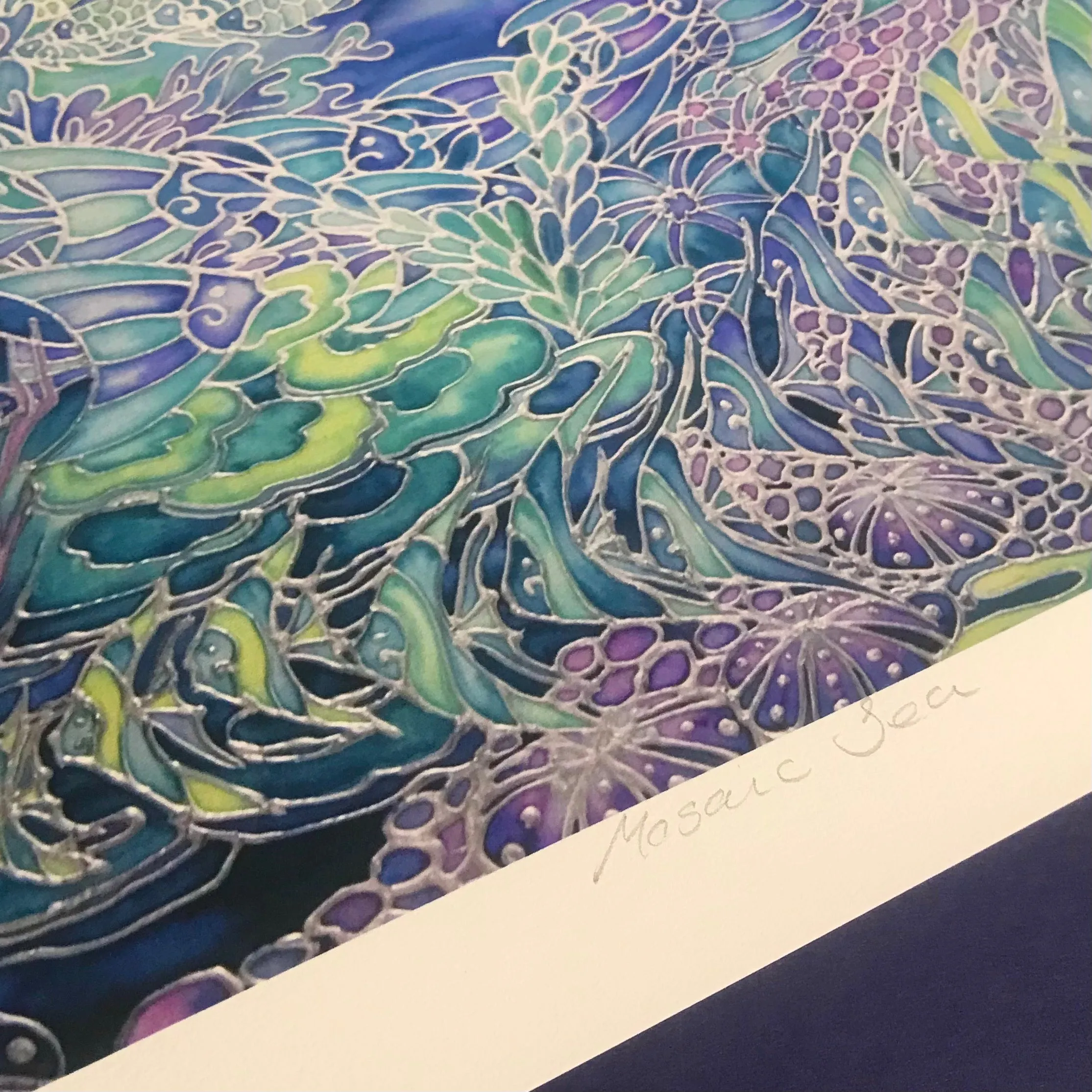 Coral Reef Print - Ultramarine Purple Aqua Green Fish in Coral Reef Print - Bathroom Art
