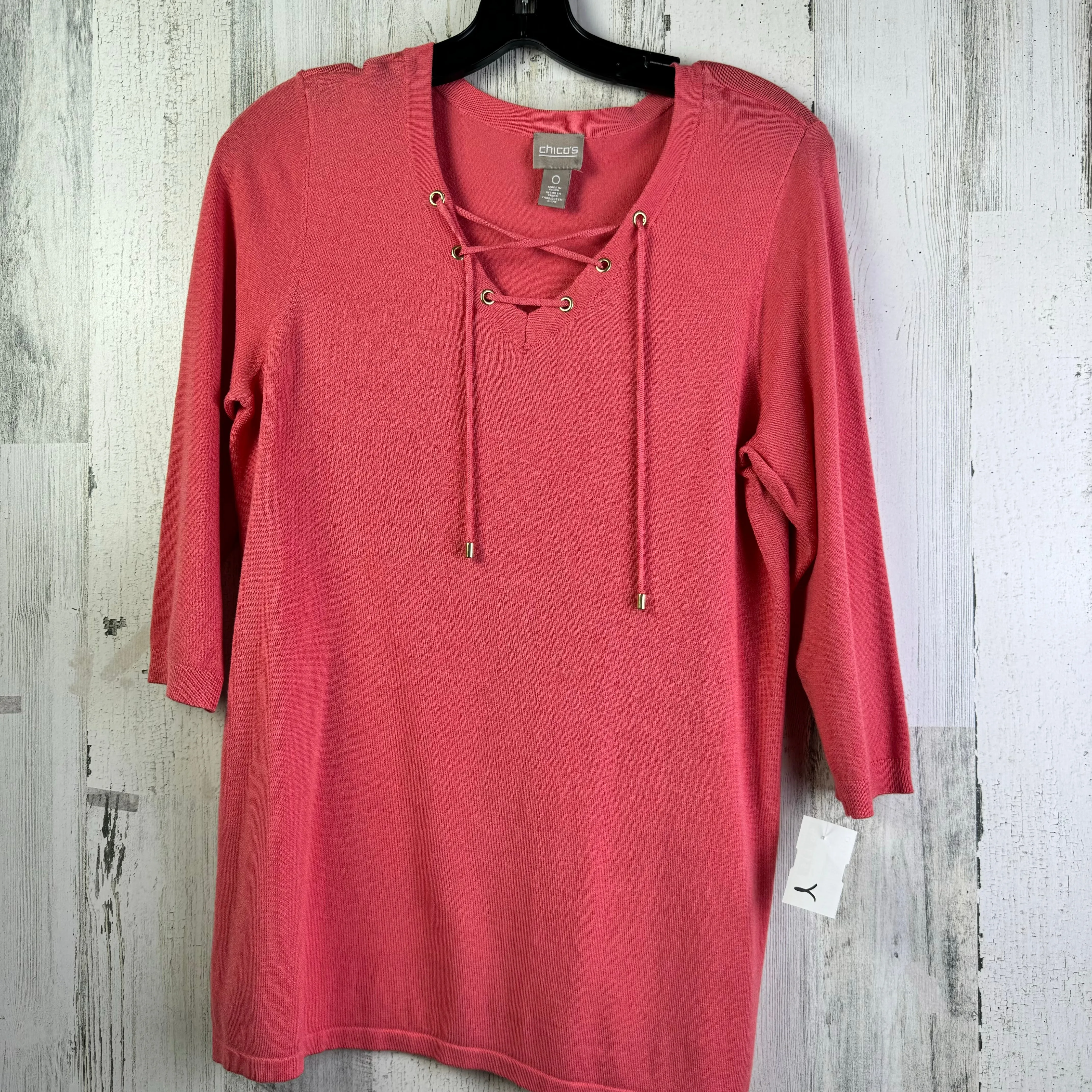 Coral Top 3/4 Sleeve Chicos, Size S