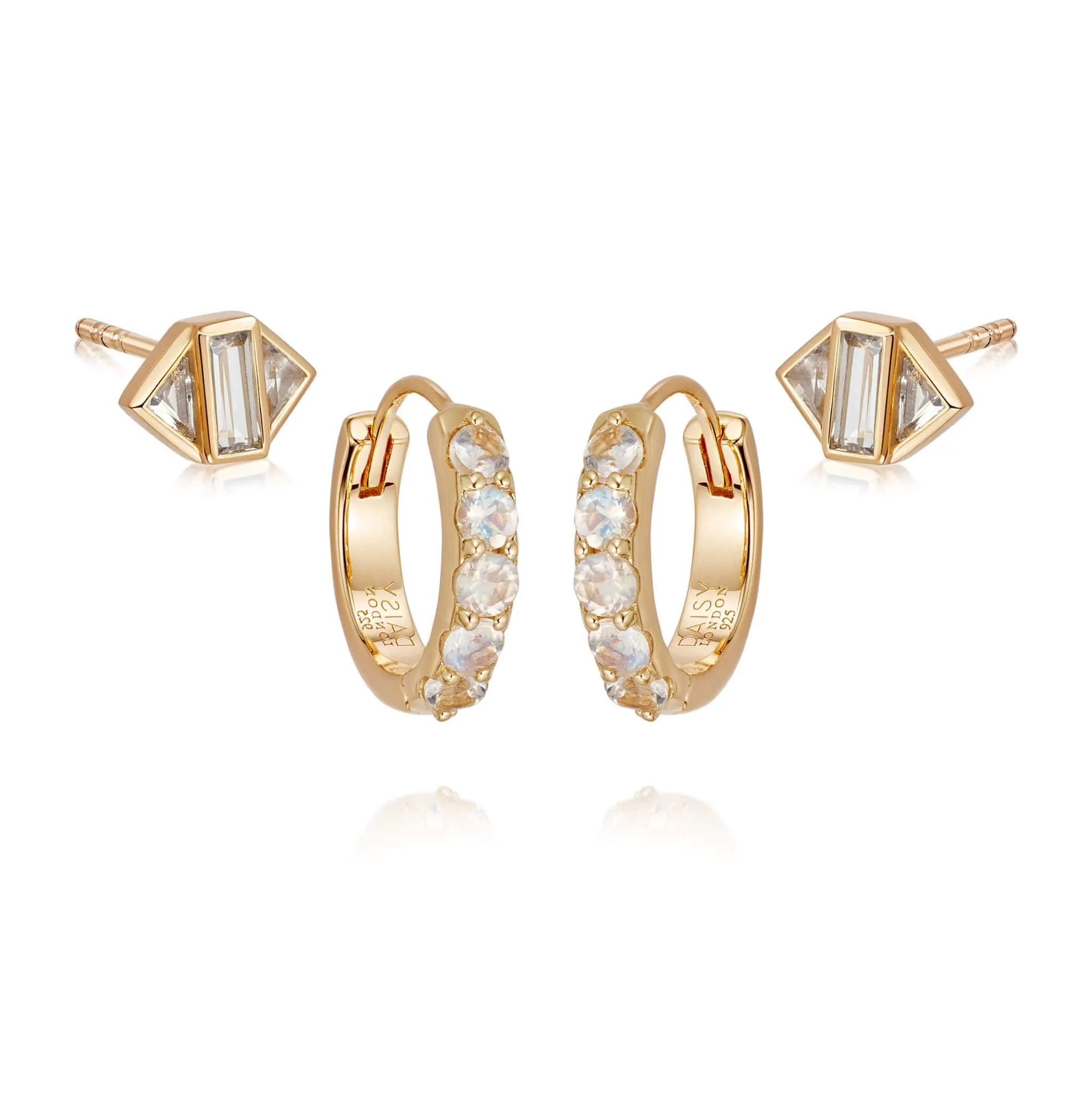 Crystal Clear Earring Stack 18ct Gold Plate