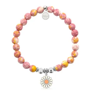 Daisy Enamel Charm with Lemonade Jade Charity Bracelet