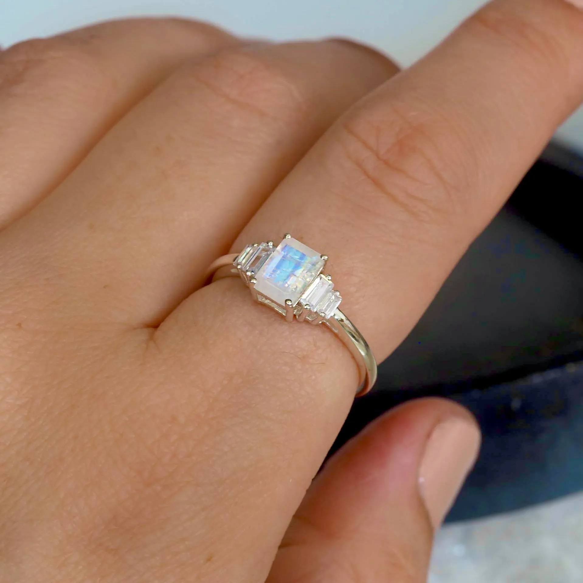 Deco Moonstone Ring