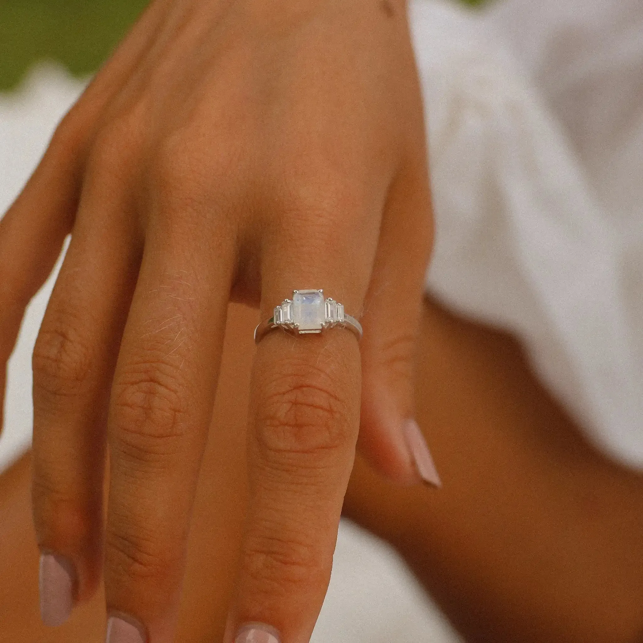 Deco Moonstone Ring