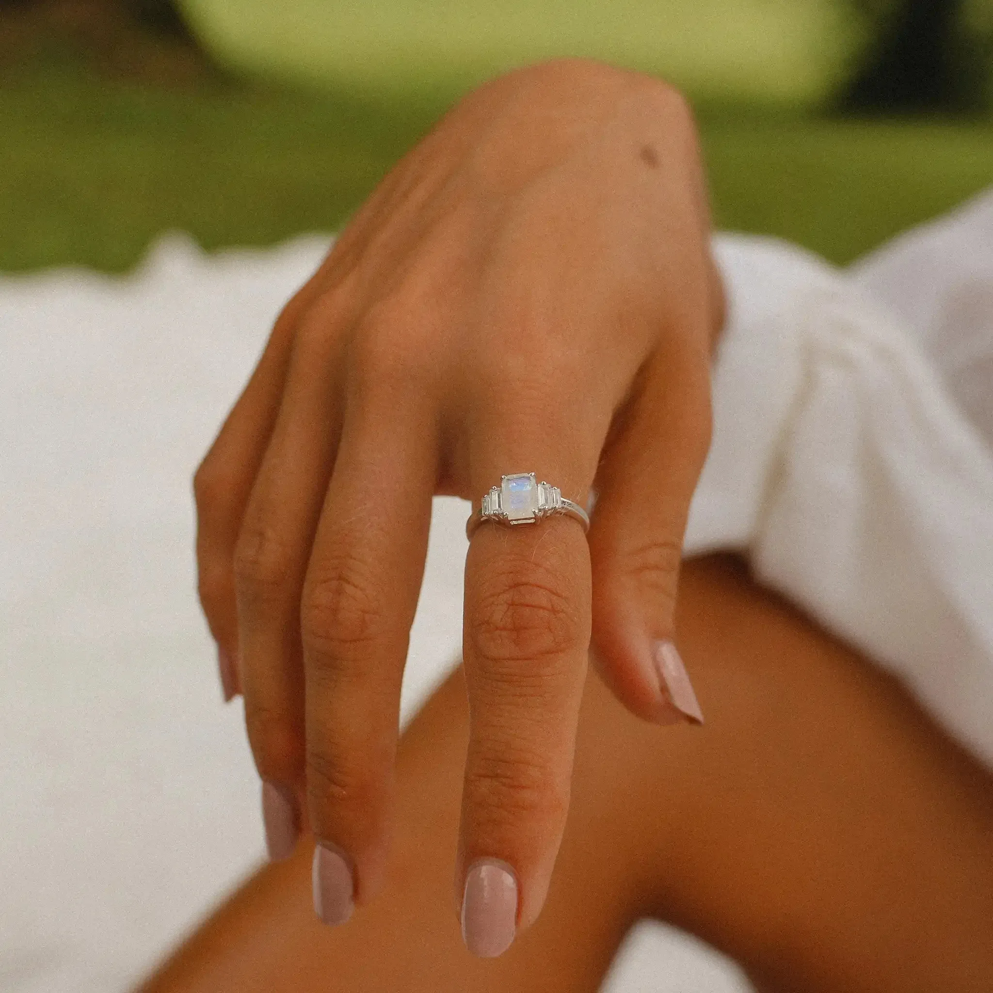 Deco Moonstone Ring