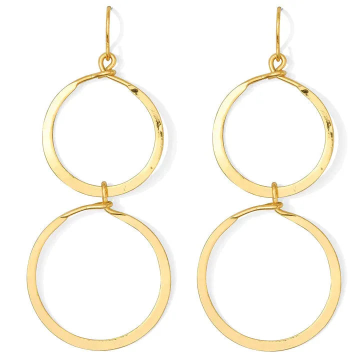 Double Circled Hammered Earrings