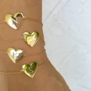 Engraved Initial Heart Bracelet