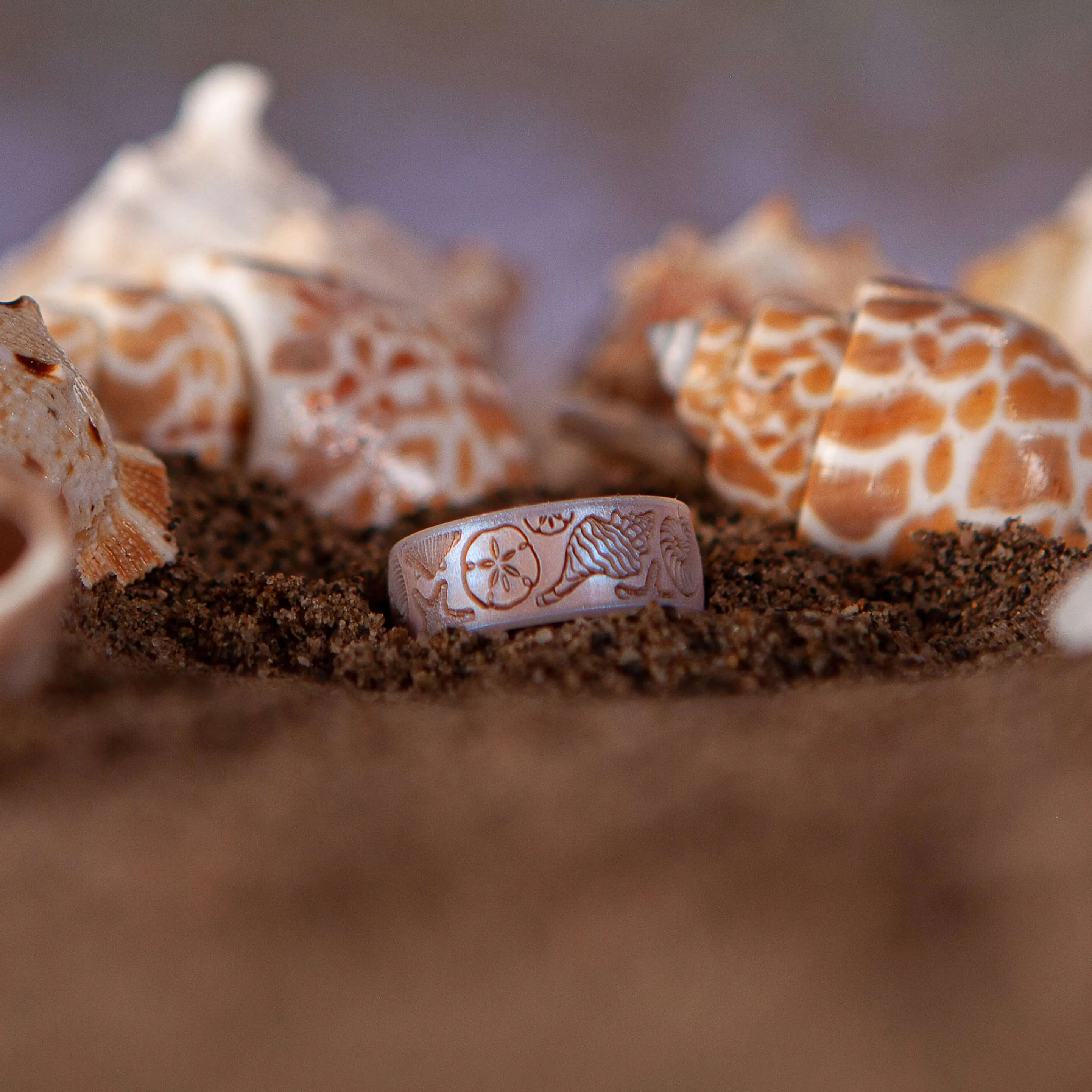 Etched Coastal Silicone Ring - She Sells Seashells
