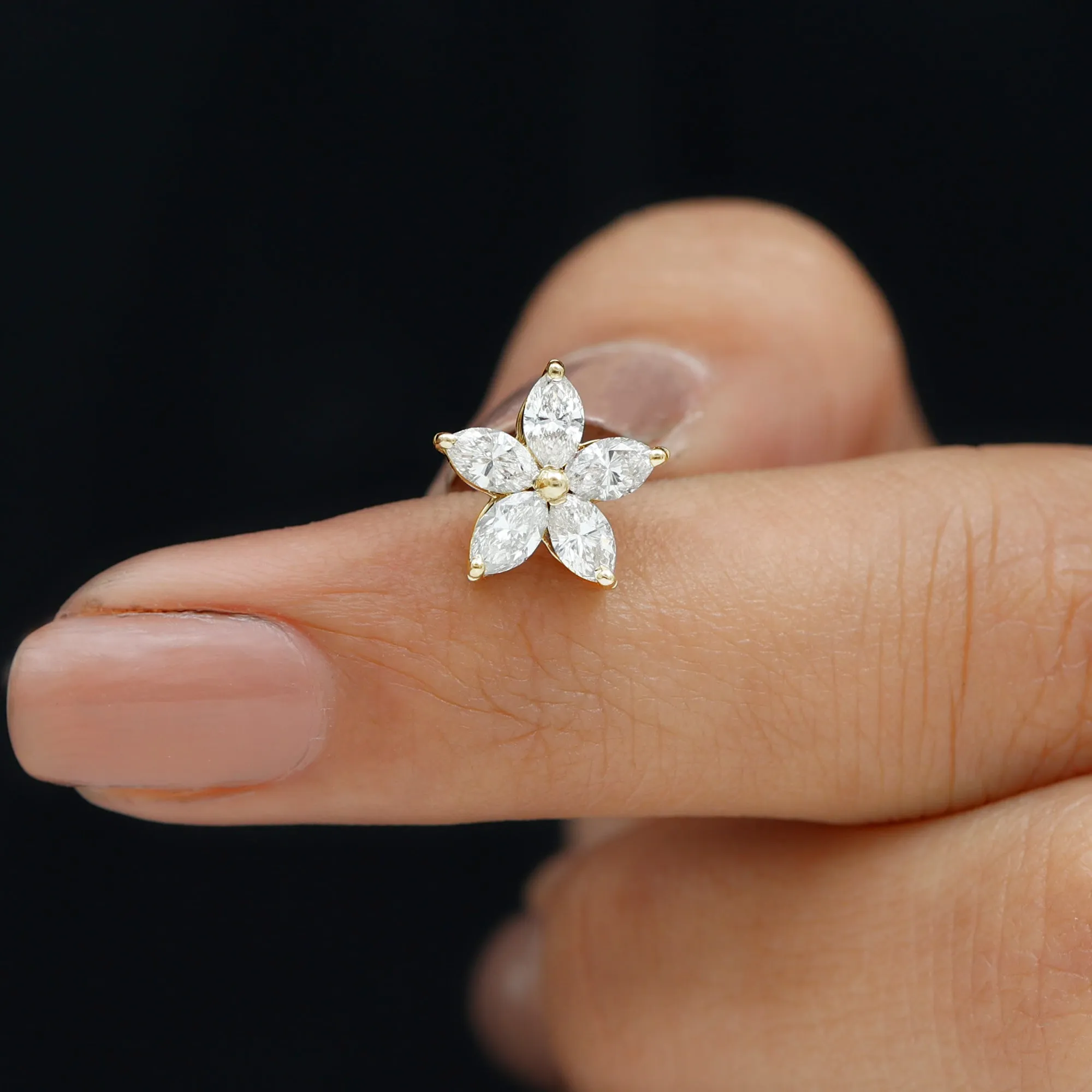 Exquisite Moissanite Flower Earring for Cartilage Piercing