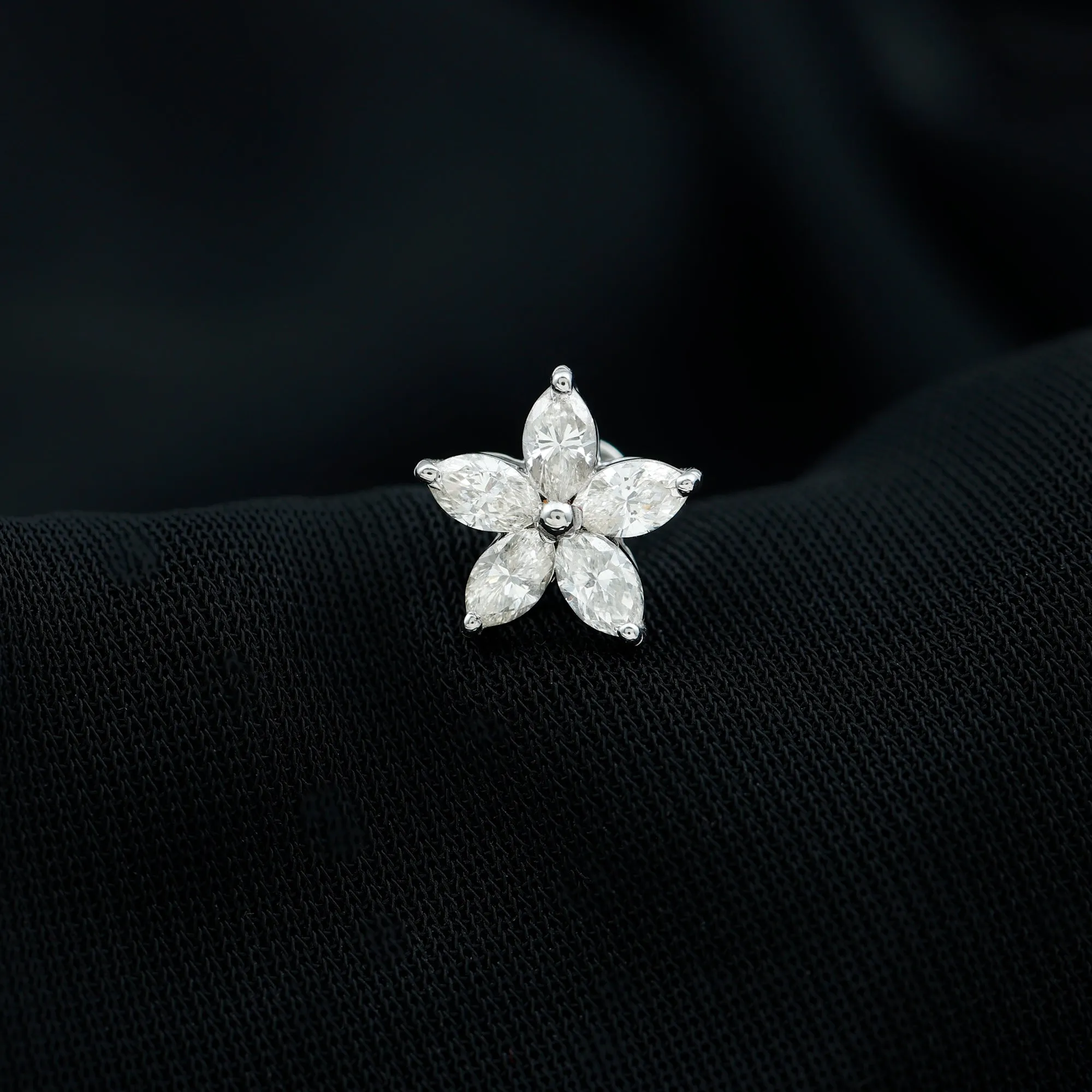 Exquisite Moissanite Flower Earring for Cartilage Piercing