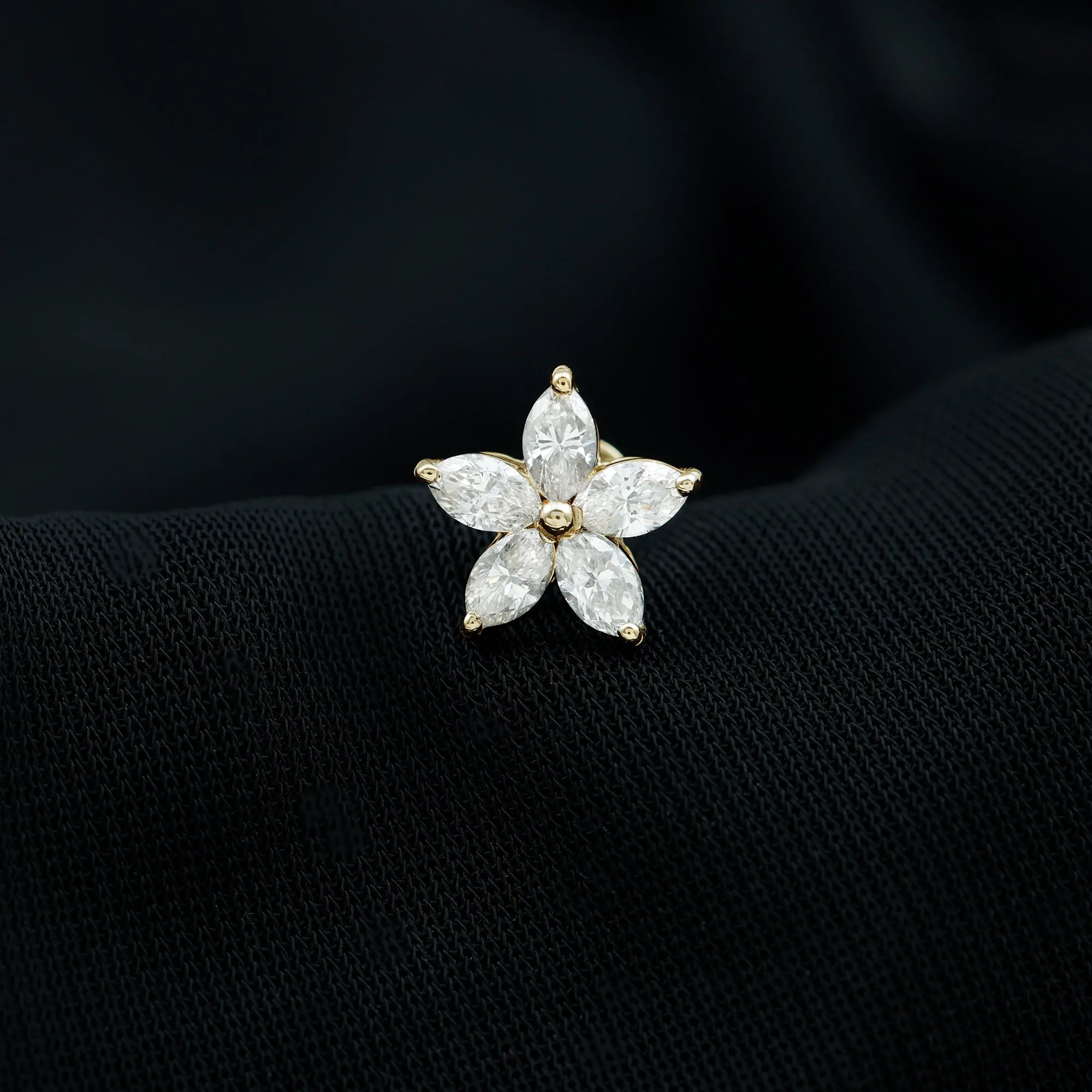 Exquisite Moissanite Flower Earring for Cartilage Piercing
