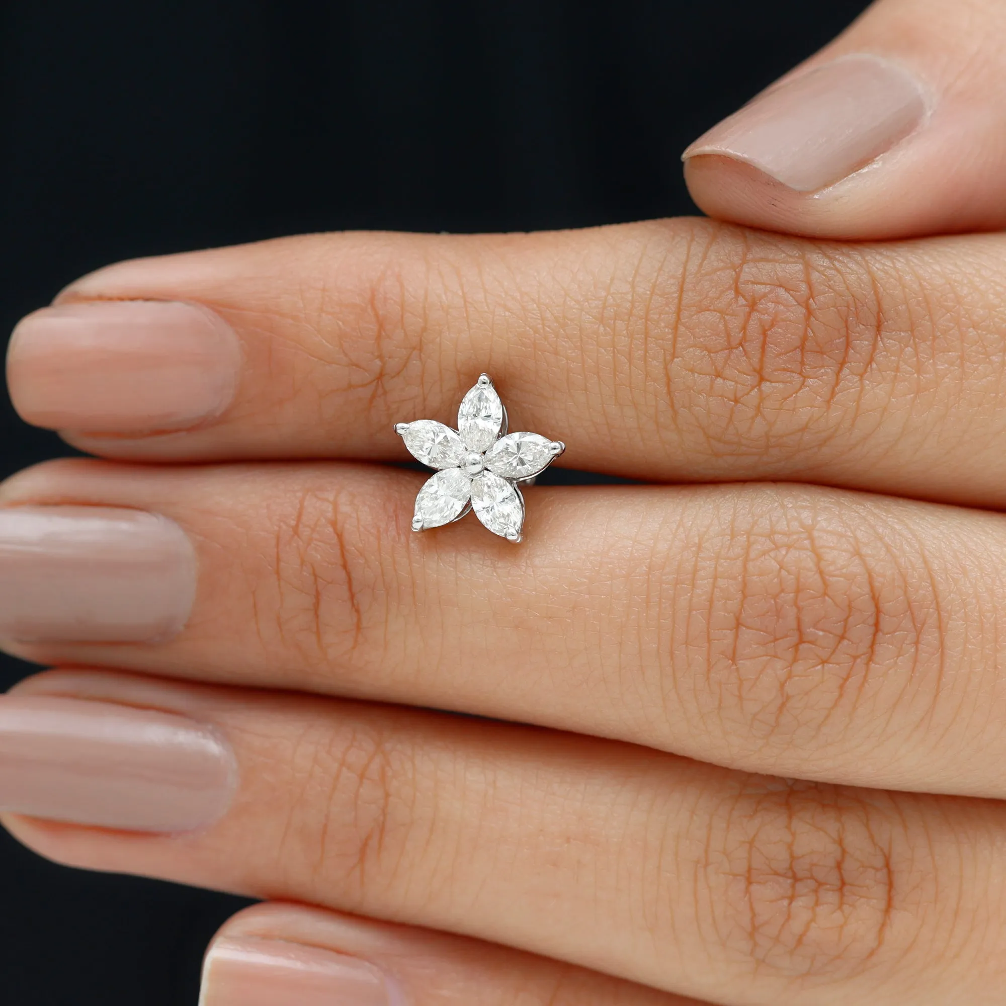 Exquisite Moissanite Flower Earring for Cartilage Piercing