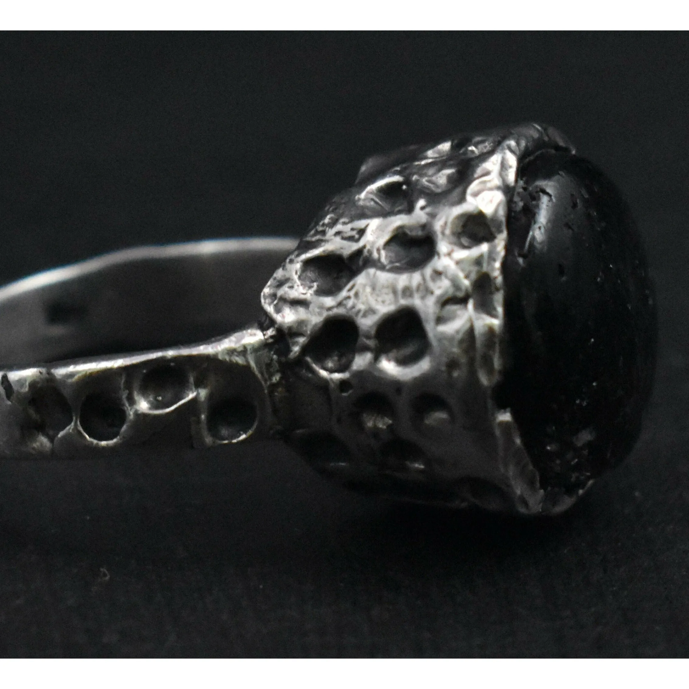 Extravagant Handcrafted Black Rutilated Quartz Silver Ring