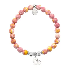 Family Heart Charm with Lemonade Jade Charity Bracelet