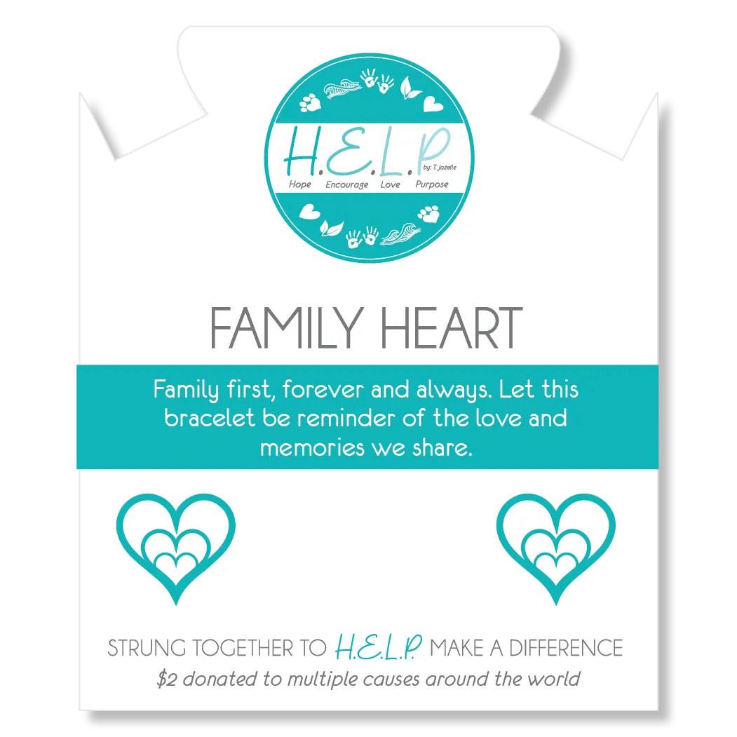 Family Heart Charm with Lemonade Jade Charity Bracelet
