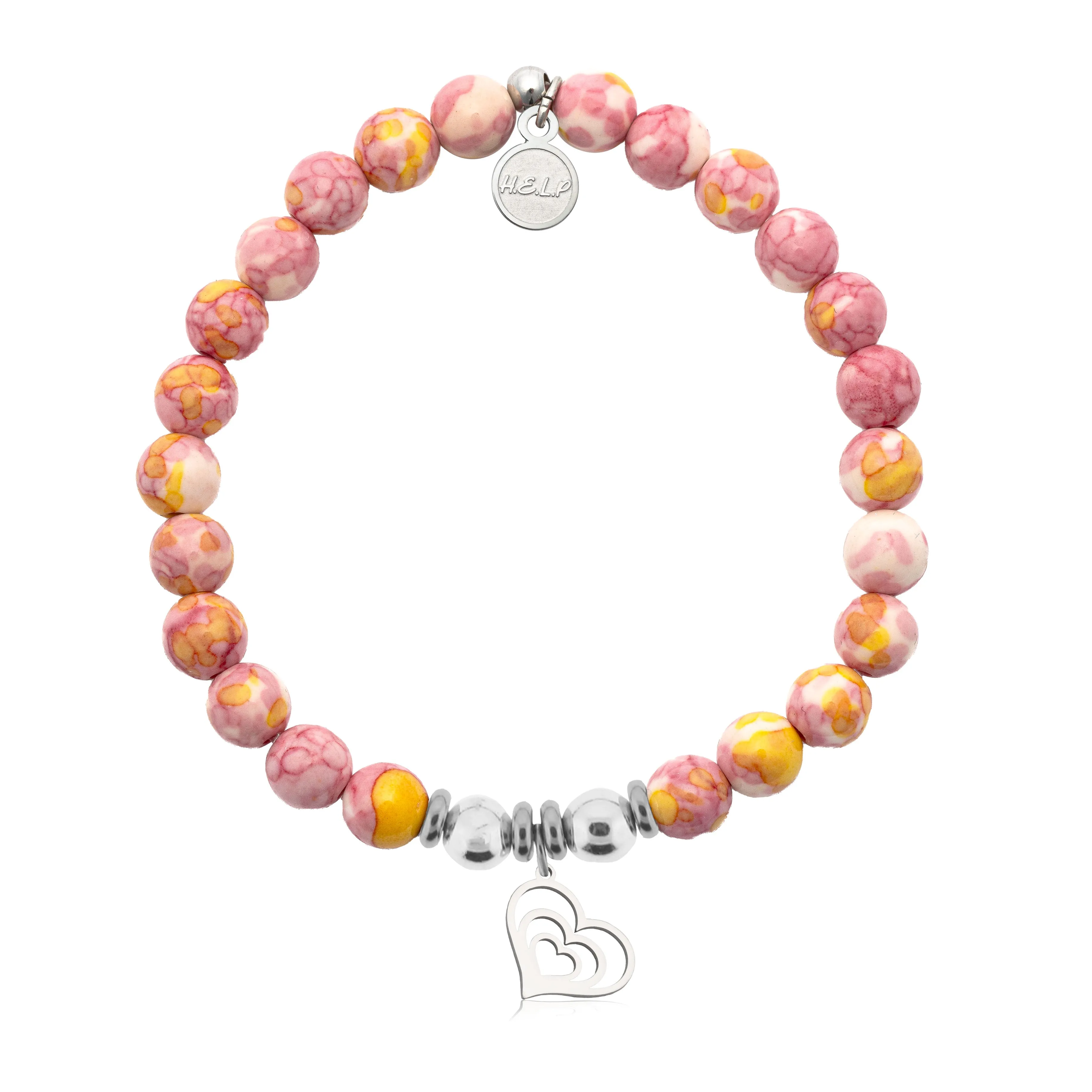Family Heart Charm with Lemonade Jade Charity Bracelet