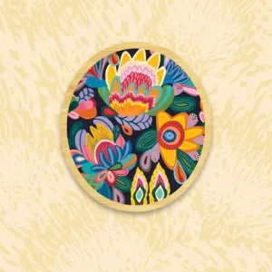 Fantasy Flowers Australian Wooden Brooch