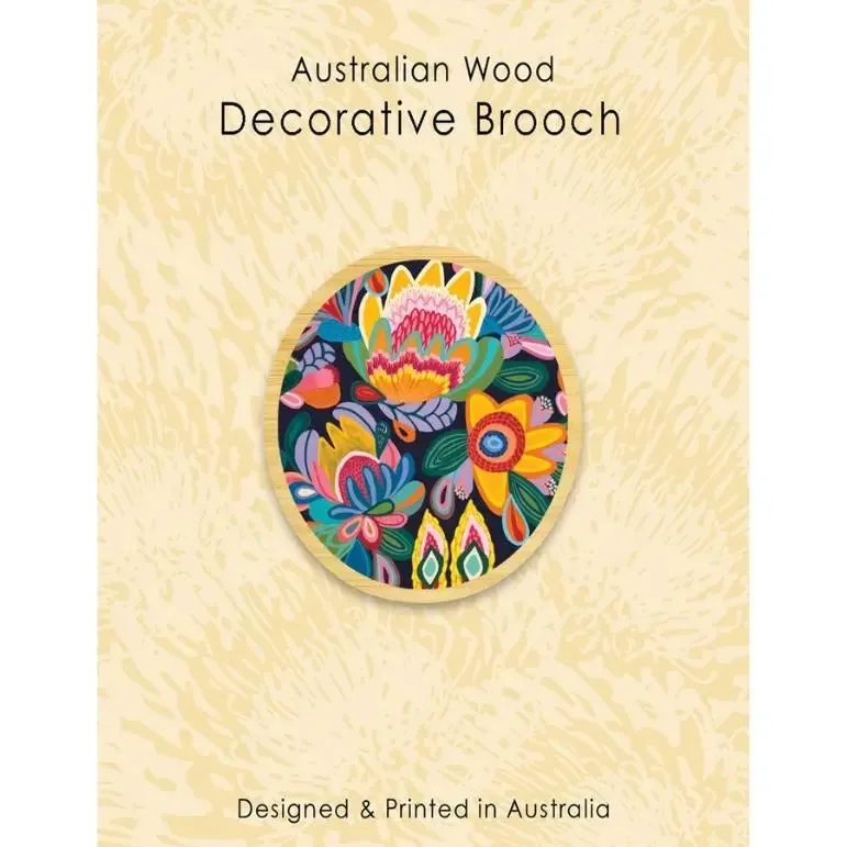 Fantasy Flowers Australian Wooden Brooch