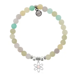 Flower Charm with Green Yellow Jade Charity Bracelet
