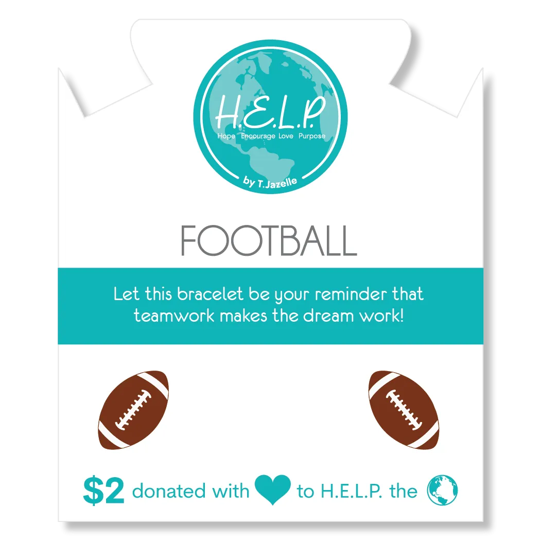 Football Enamel Charm with Green Yellow Jade Charity Bracelet