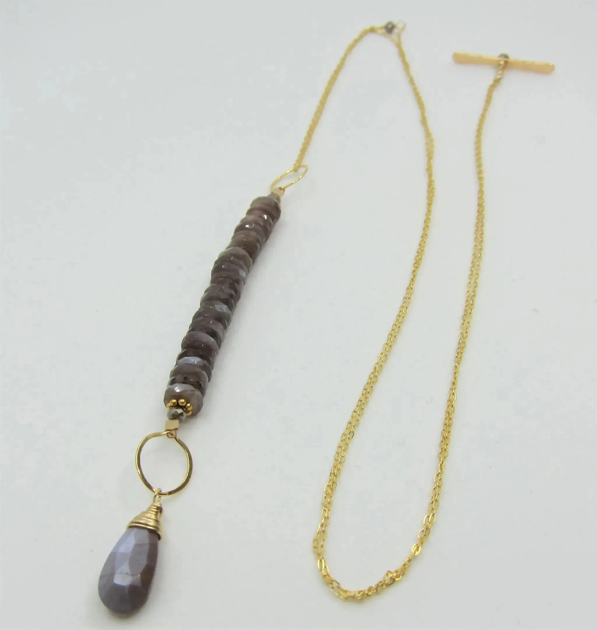 Forged Toggle Necklace with Chocolate Moonstone