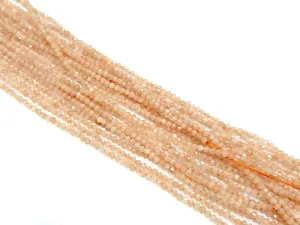 Gemstone beads, faceted round, 2.3mm, peach moonstone | 天然水晶, 圓形切面, 2.3mm, 橙月光
