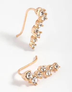 Gold Diamante Crawler Jacket Earrings