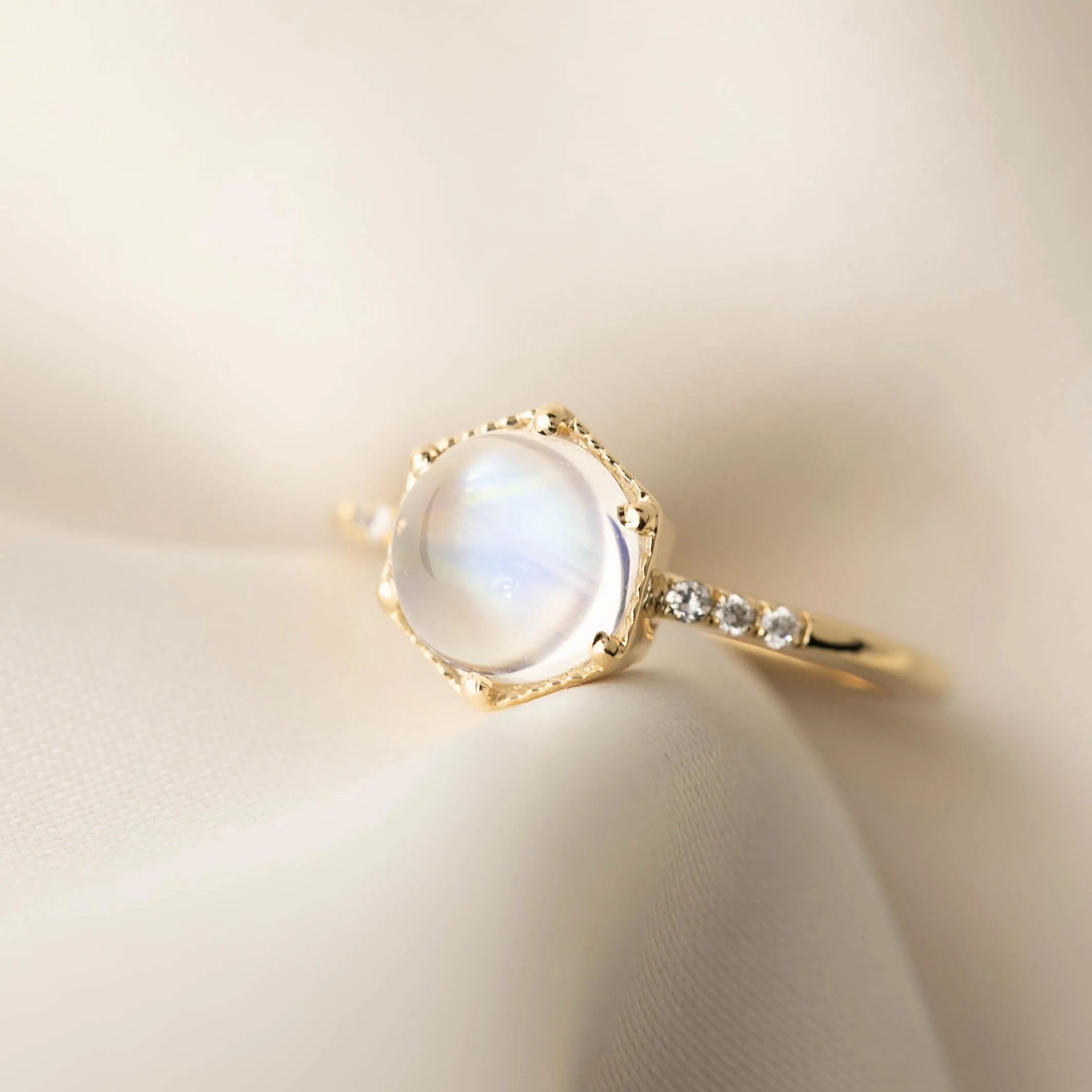 Grace Ring - 1.8ct Rainbow Moonstone