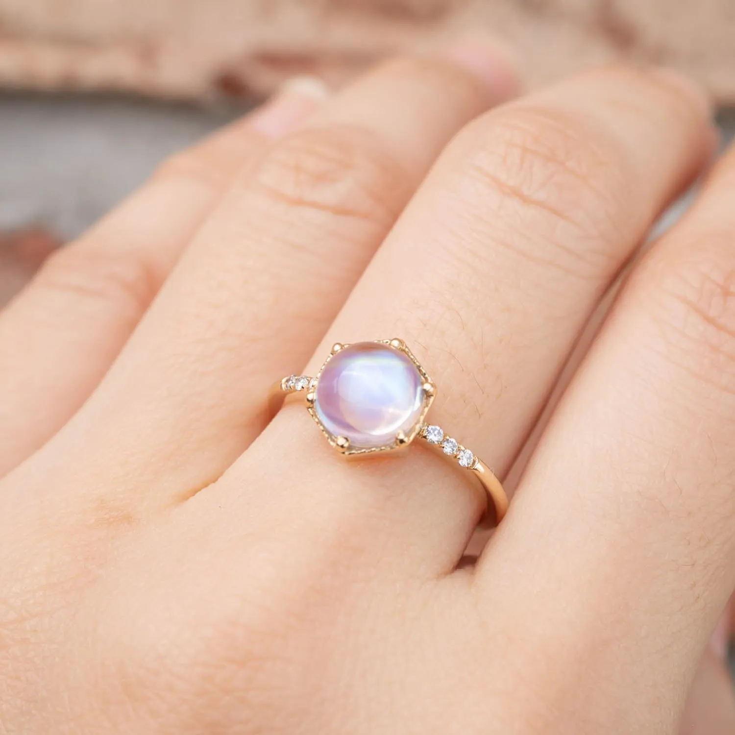 Grace Ring - 1.8ct Rainbow Moonstone