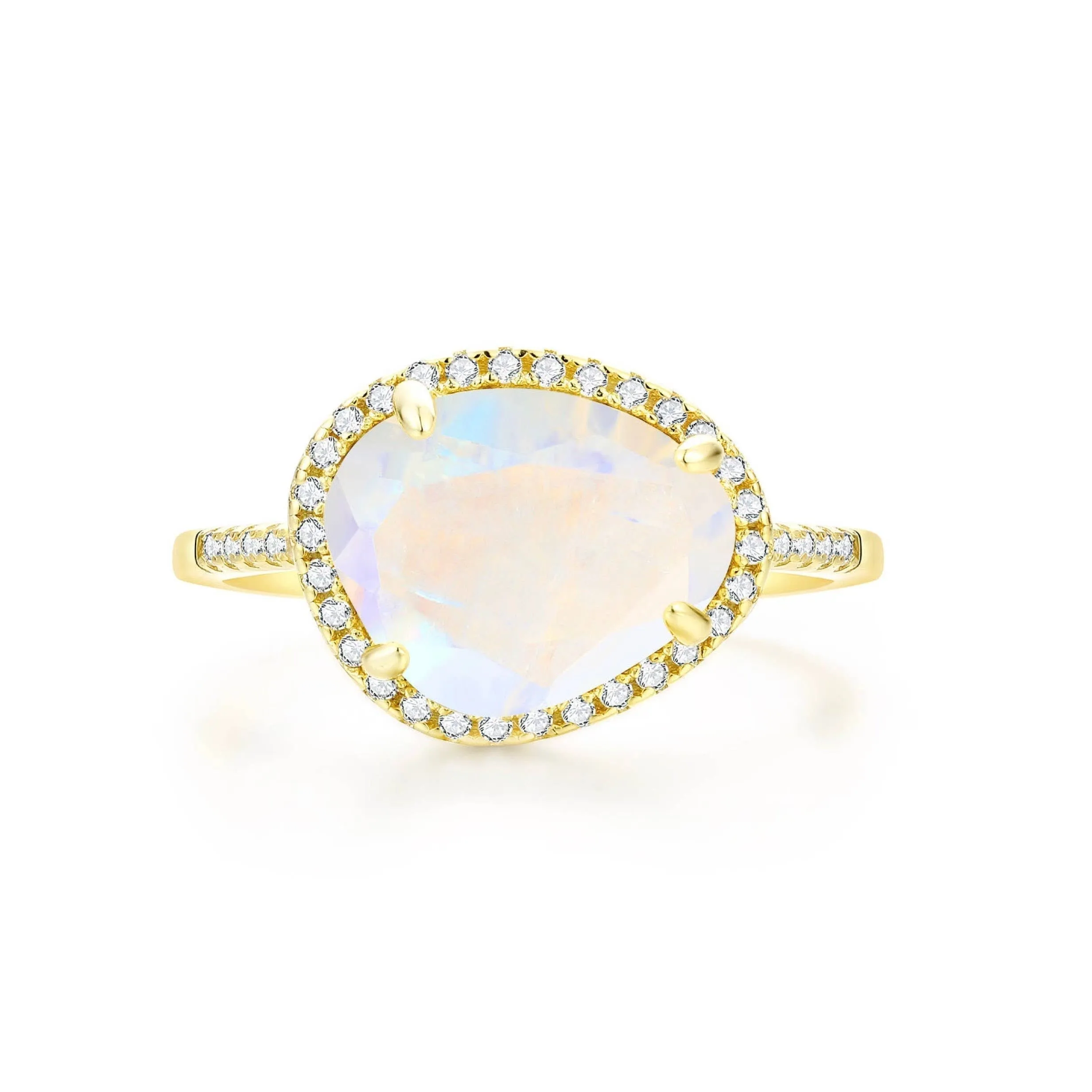 Halo Moonstone Ring: 7 / Silver